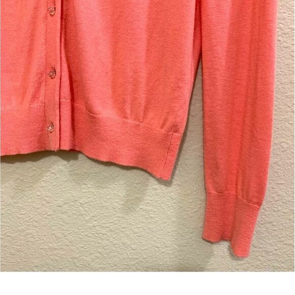 ANN TAYLOR CARDIGAN WOMEN SMALL ORANGE 5% CASHMERE GLASS BUTTONS. - Picture 4 of 7